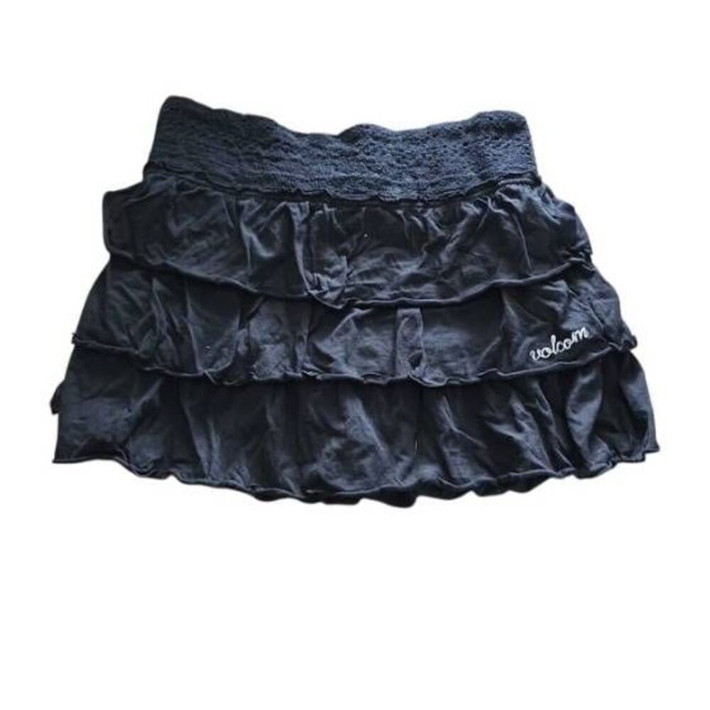 Volcom Women's Size Large Black Tiered Pull On Skirt